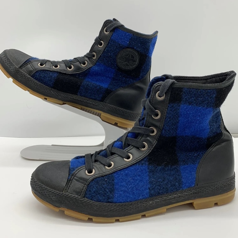 Converse All Star -Men’s Size 10.5-Plaid High Top Woolrich Sneakers -Black/Blue